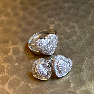 Diamonds & 10k White Gold | Ring and earrings set | Custom setting
